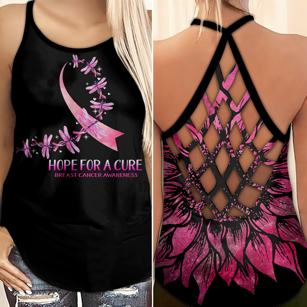 Hope For A Cure - Breast Cancer Awareness Cross Tank Top 0722