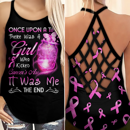 Once Upon A Time There Was A Girl - Breast Cancer Awareness Cross Tank Top 0722