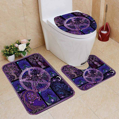 Witch Pentagram Roses - 3 Pieces Bathroom Mats Set