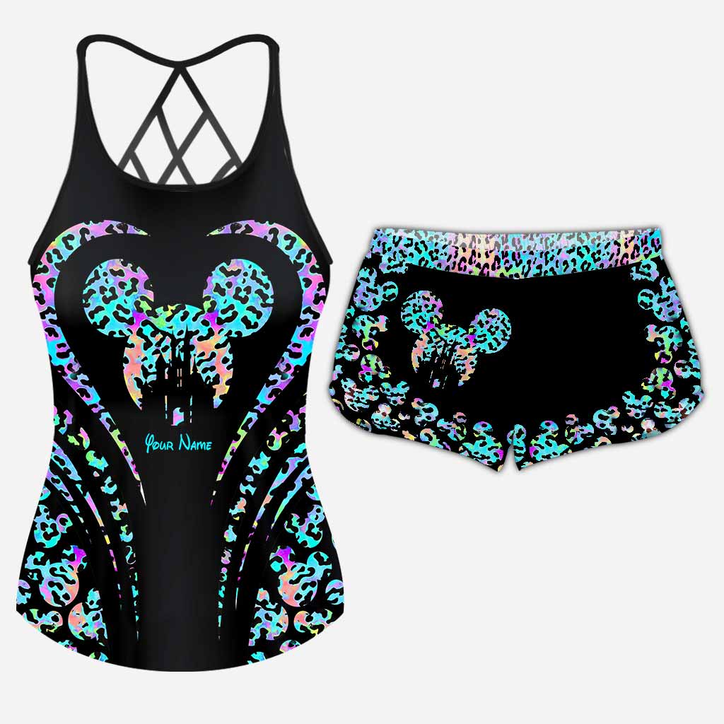 Magic Leopard Mouse Ears - Personalized Cross Tank Top and Women Shorts
