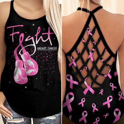 Fight Breast Cancer Girl - Breast Cancer Awareness Cross Tank Top 0722