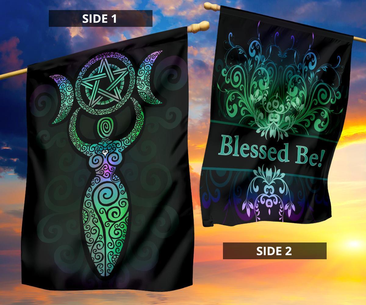 Goddess Moon Blessed Be Wicca - Witch House Flag 0822
