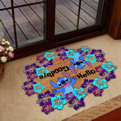 Cute Welcome Goodbye - Ohana Shaped Doormat With Coir Pattern Print