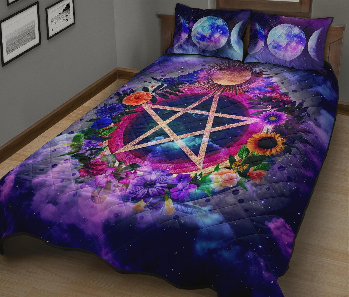 Pentagram Moon Wicca - Witch Quilt Set 0822