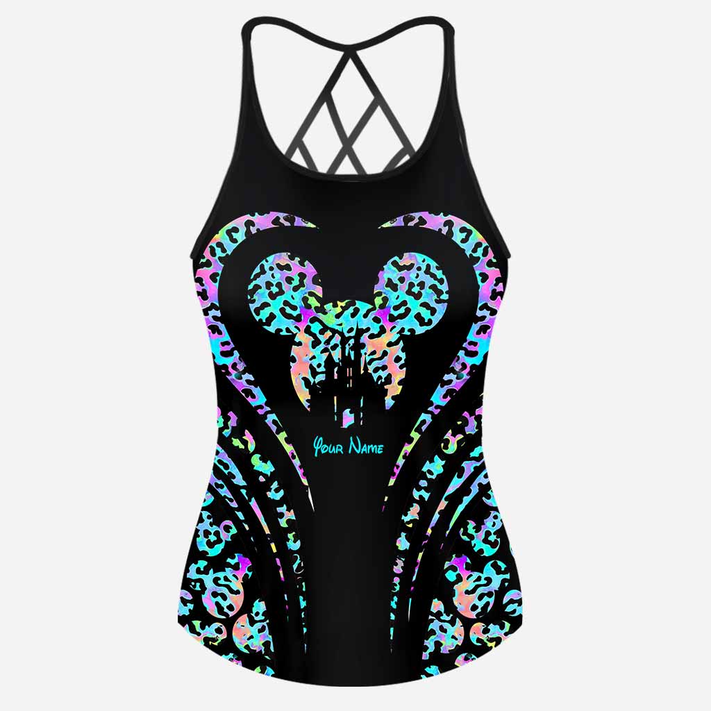 Magic Leopard Mouse Ears - Personalized Cross Tank Top and Women Shorts