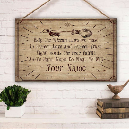 An Ye Harm None, Do What Ye Will - Personalized Witch Horizontal Rectangle Wood Sign