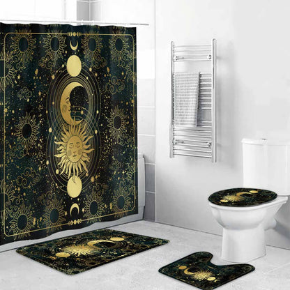 Mystical Sun And Moon - Witch Bathroom Curtain & Mats Set