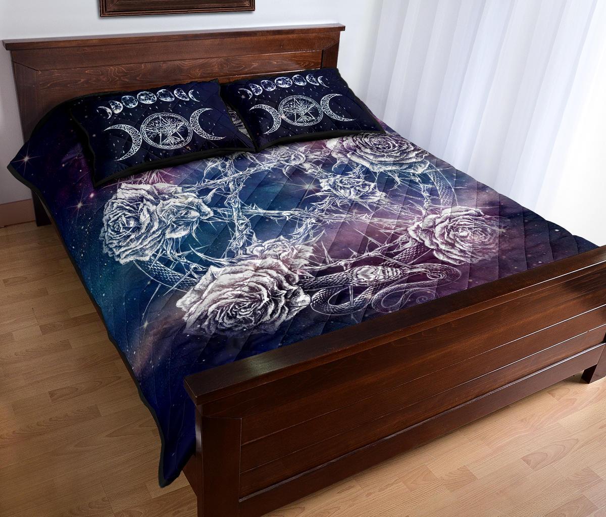 Pentacle Roses Wicca - Witch Quilt Set 0822