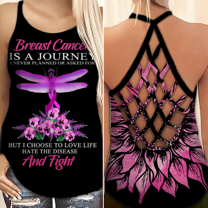 Breast Cancer And Fight - Breast Cancer Awareness Cross Tank Top 0722