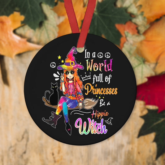 Be A Hippie Witch Hippie - Round Aluminium Ornament (Printed On Both Sides) 1122