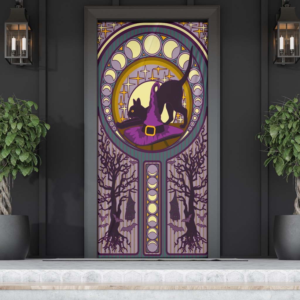 Cat Bat Moon Phases Witch - Witch Door sticker 0822