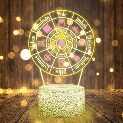 Wheel Of The Year Wicca - Witch Shaped Plaque Light Base