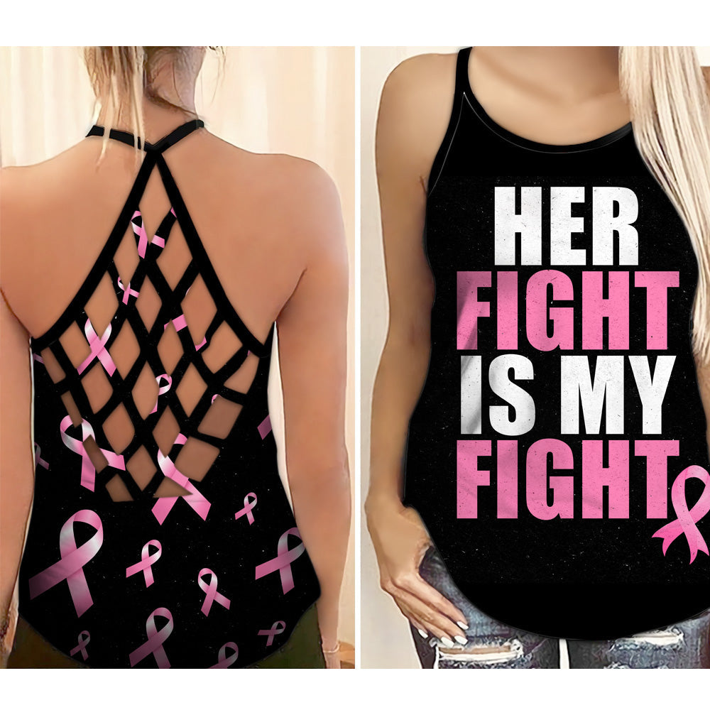 Her Fight Is My Fight - Breast Cancer Awareness Cross Tank Top 0722