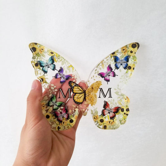 Butterfly Mom Family - Custom Shaped Acrylic Plaque