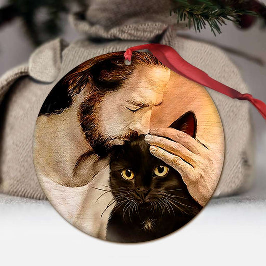 Black Cat With Jesus - Cat Ornament (Printed On Both Sides) 1022