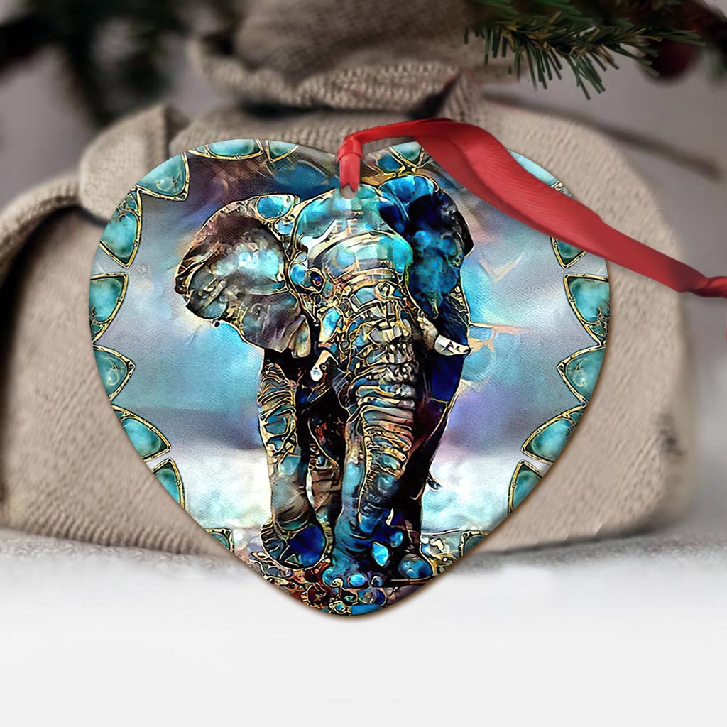 Elephant Glass Texture Printing - Elephant Ornament (Printed On Both Sides) 1122