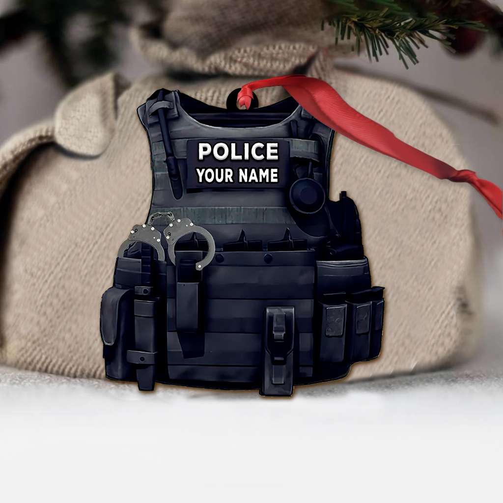 Police Bullet Proof Vest - Personalized Police Officer Ornament (Printed On Both Sides) 1022