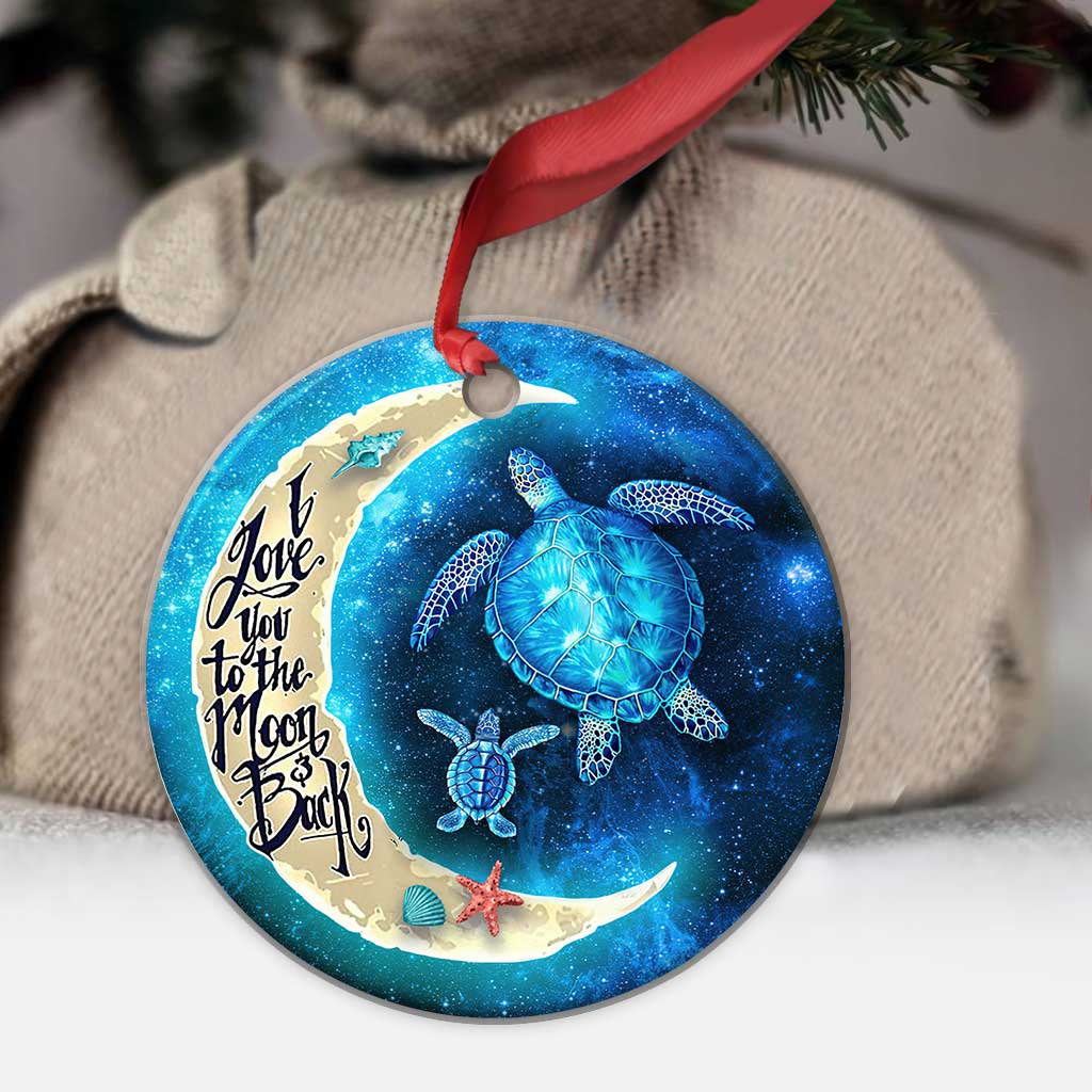 Turtle I Love You To The Moon Turtle - Round Aluminium Ornament (Printed On Both Sides) 1122