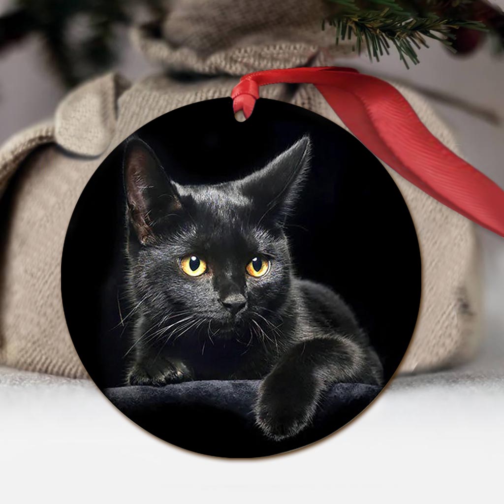 Cat Black Cat HHQZ0709015Y Circle - Cat Ornament (Printed On Both Sides) 1122