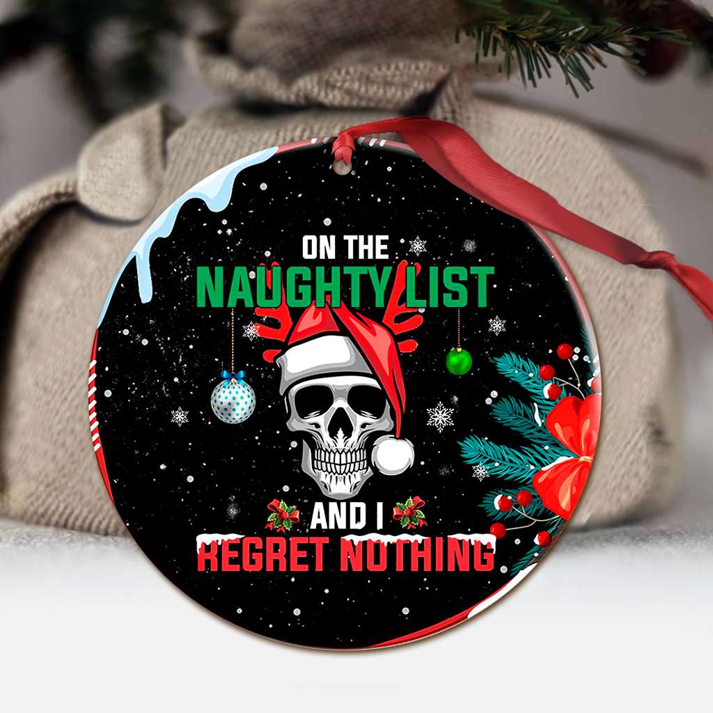 Christmas Skull On The Naughty List And I Regret Nothing - Skull Ornament (Printed On Both Sides) 1122