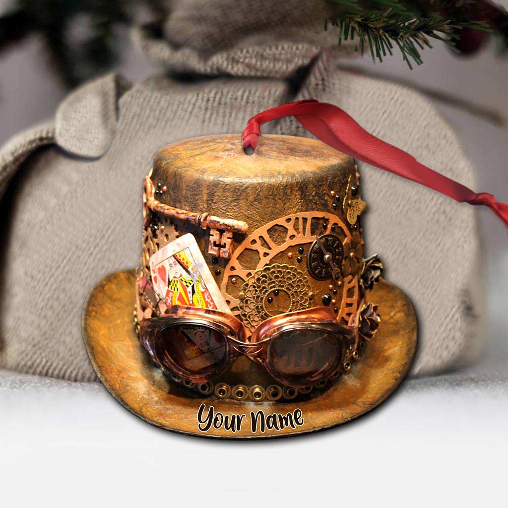Gear Hat - Personalized Christmas Steampunk Ornament (Printed On Both Sides)