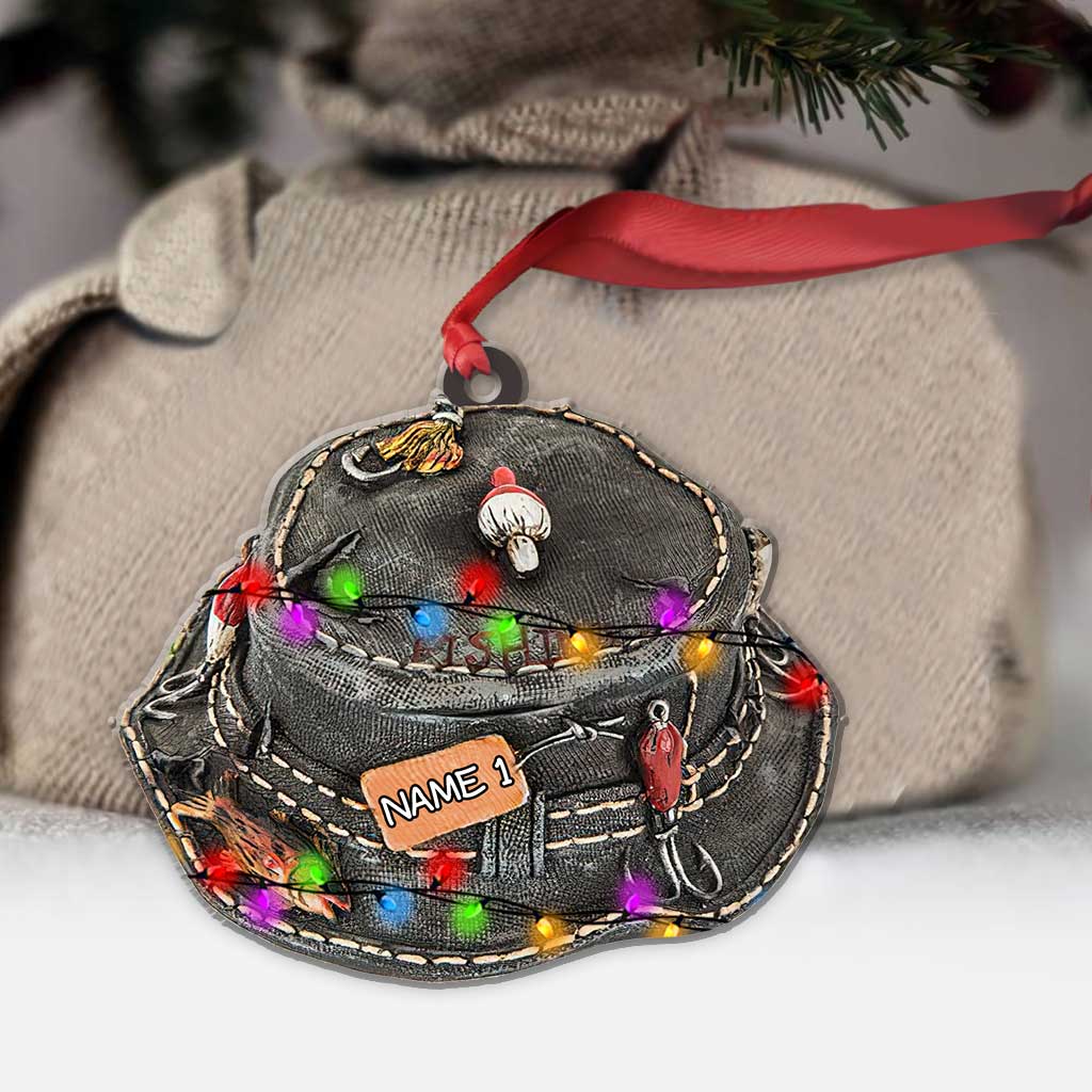 Fishing Hat - Personalized Christmas Ornament (Printed On Both Sides)