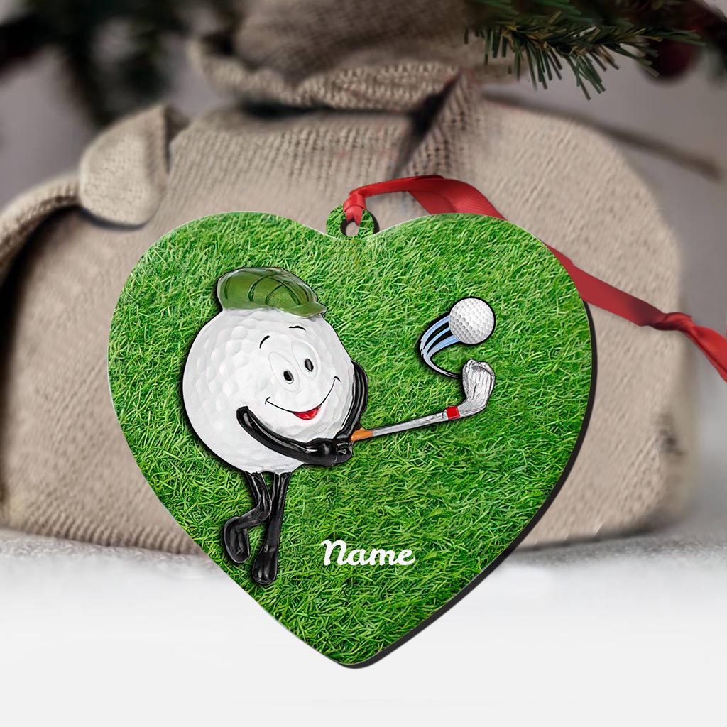 Playing Golf - Personalized Christmas Golf Ornament (Printed On Both Sides)