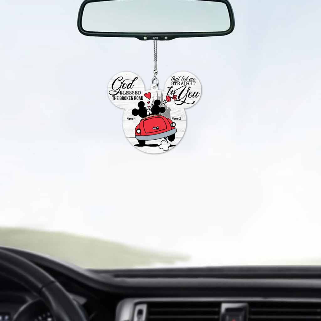 God Blessed The Broken Road That - Personalized Couple Mouse Car Ornament (Printed On Both Sides)