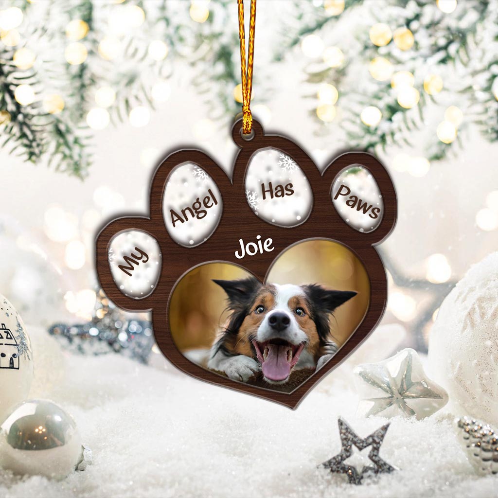 My Angel Has Paws - Personalized Christmas Dog Layers Mix Ornament