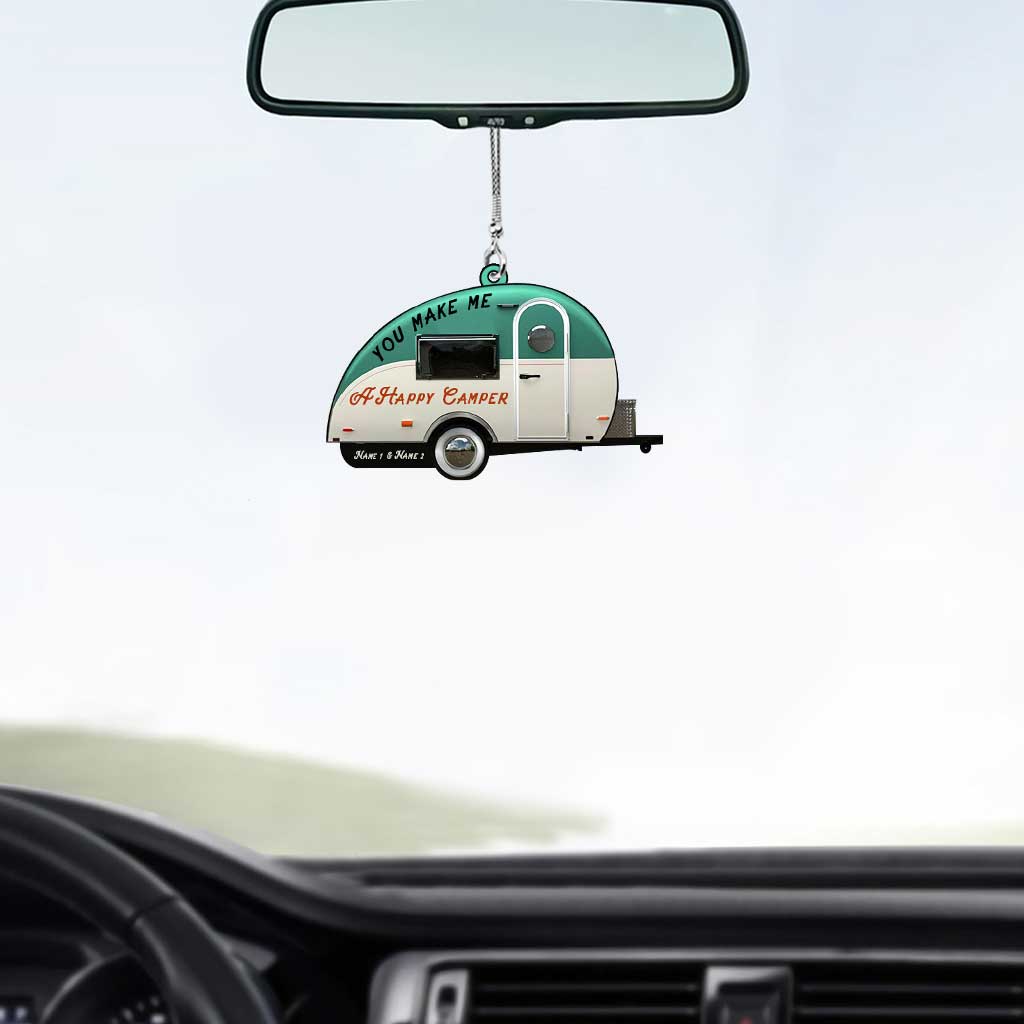 You Make Me A Happy Camper Camping Couple - Personalized Car Ornament (Printed On Both Sides)