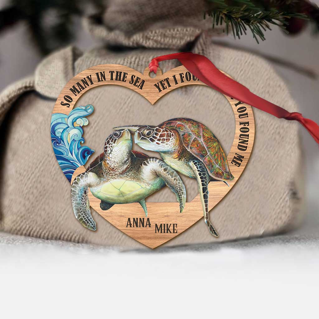So Many In The Sea - Personalized Christmas Turtle Ornament (Printed On Both Sides)