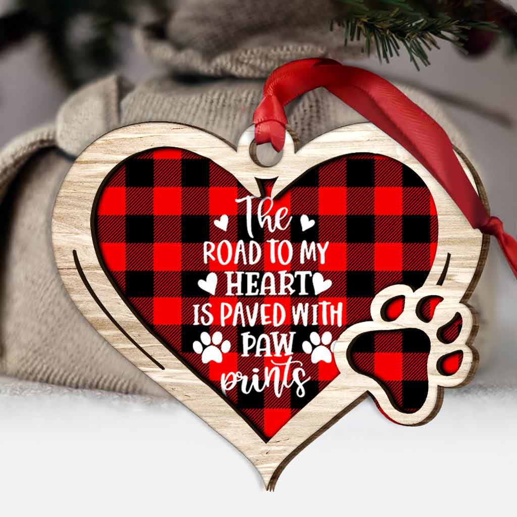The Road To My Heart Is Paved With Paw Prints - Personalized Dog Layered Wood Ornament