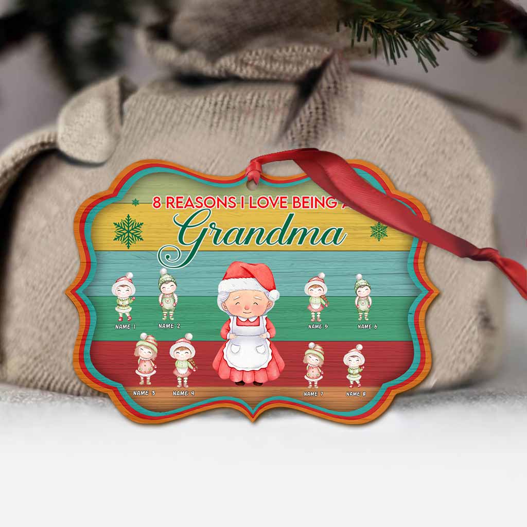 Reasons I Love Being A Grandma - Personalized Christmas Grandma Ornament (Printed On Both Sides)