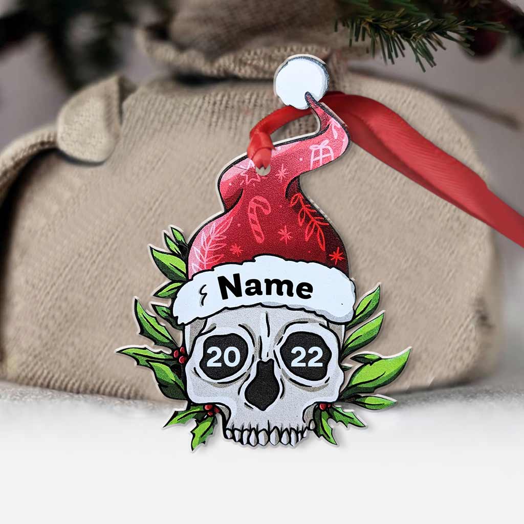 Creepy Skull Jolly Season - Personalized Christmas Skull Ornament (Printed On Both Sides)