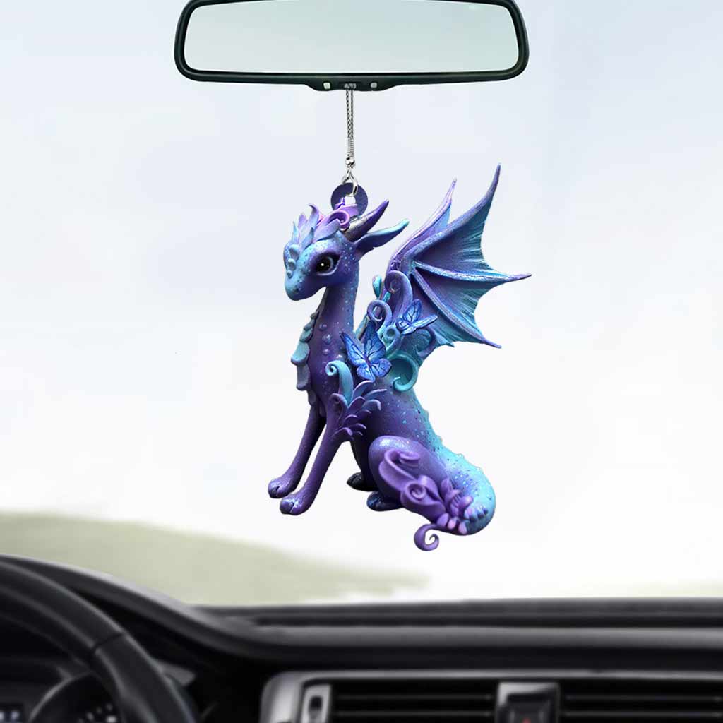 Purple Dragon Car Ornament (Printed On Both Sides)