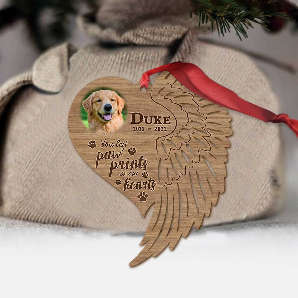 You Left Paw Prints On My Heart - Personalized Christmas Dog Ornament (Printed On Both Sides)