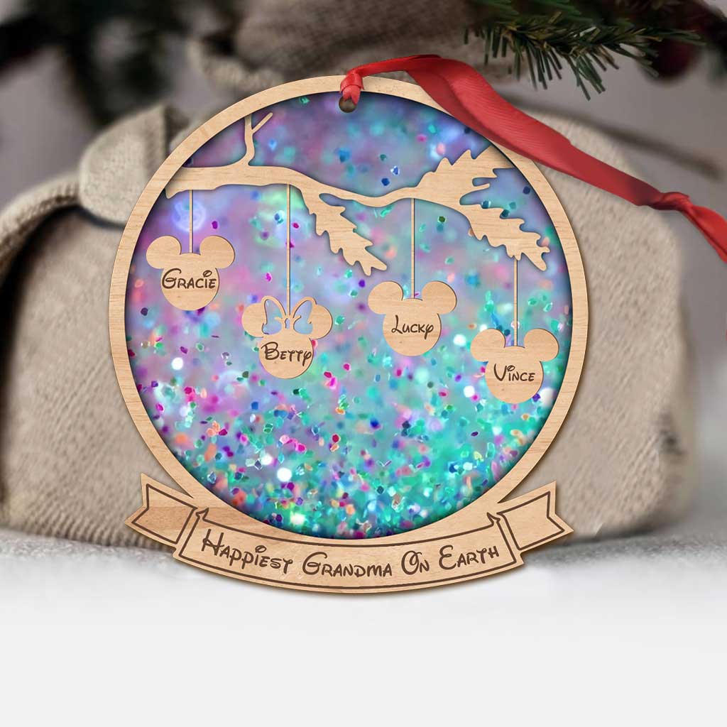 Happiest Grandma On Earth - Personalized Ornament (Printed On Both Sides)