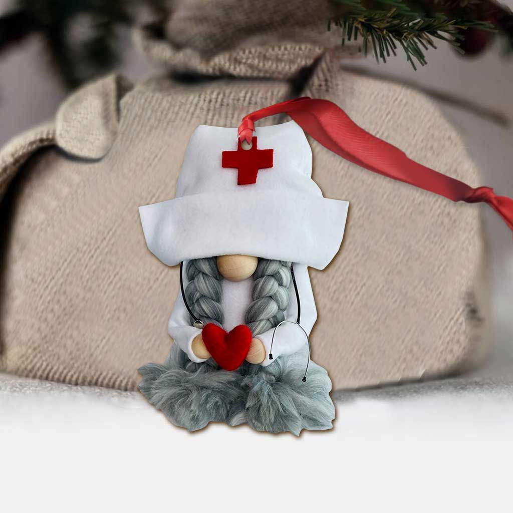 Gnome Nurse - Christmas Ornament (Printed On Both Sides)