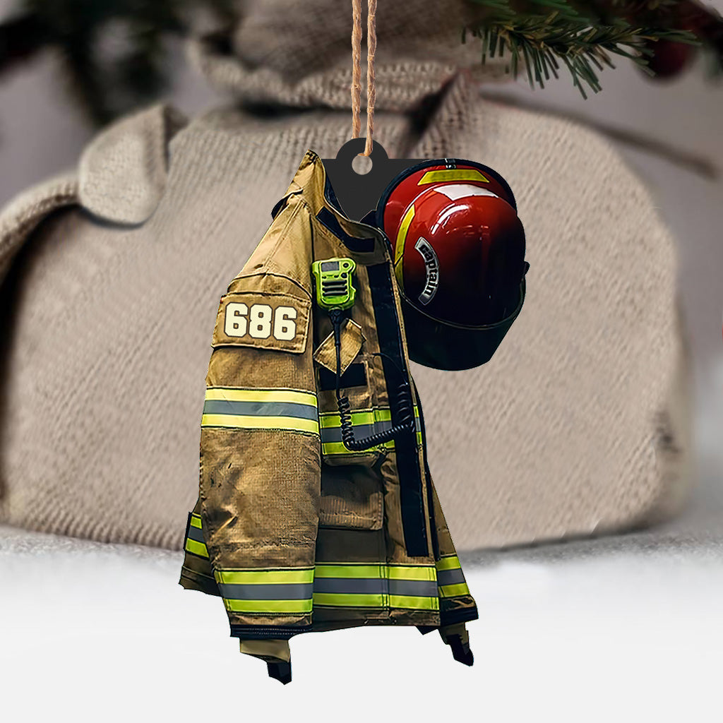 Firefighter Uniform - Personalized Christmas Firefighter Ornament (Printed On Both Sides)