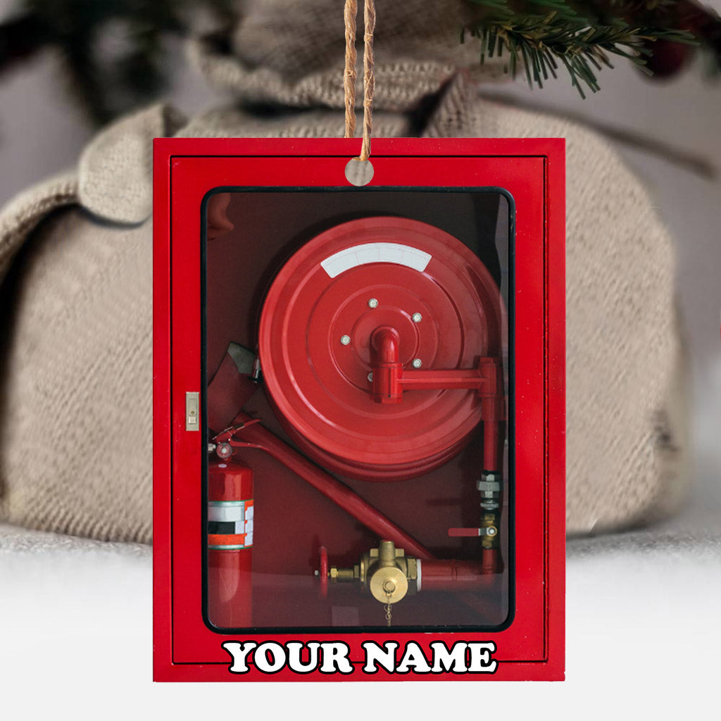 Fire Engine Red Box - Personalized Christmas Firefighter Ornament (Printed On Both Sides)