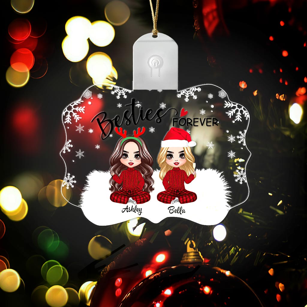 Besties Forever - Personalized Christmas Bestie Shaped Led Acrylic Ornament