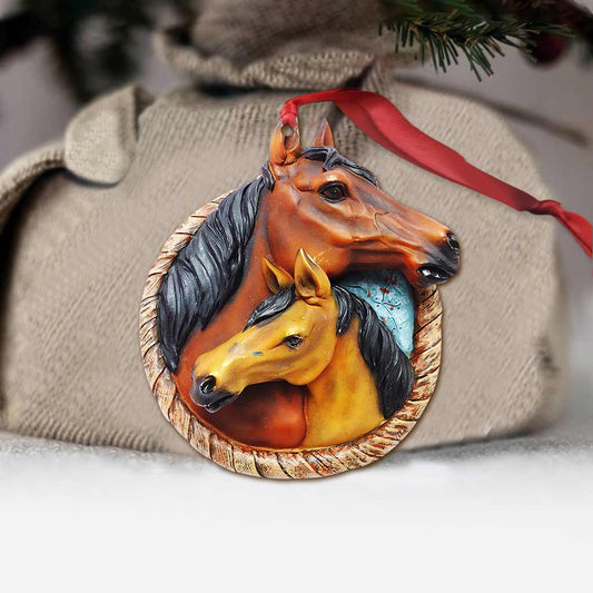 Mom And Baby Horse - 3D Pattern Print Christmas Horse Ornament (Printed On Both Sides)