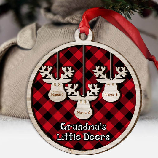 Nana Little Deers - Personalized Christmas Grandma Layered Wood Ornament