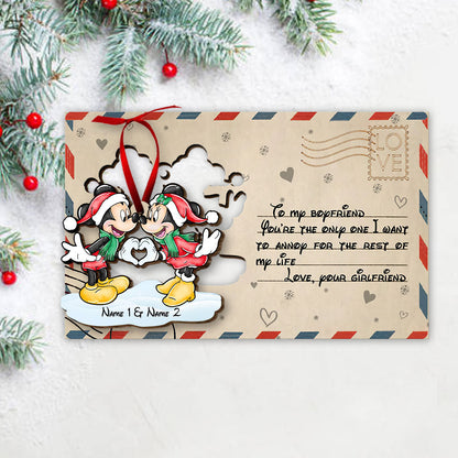 You Are The Only One - Personalized Christmas Mouse Wooden Card Pop Out Ornament