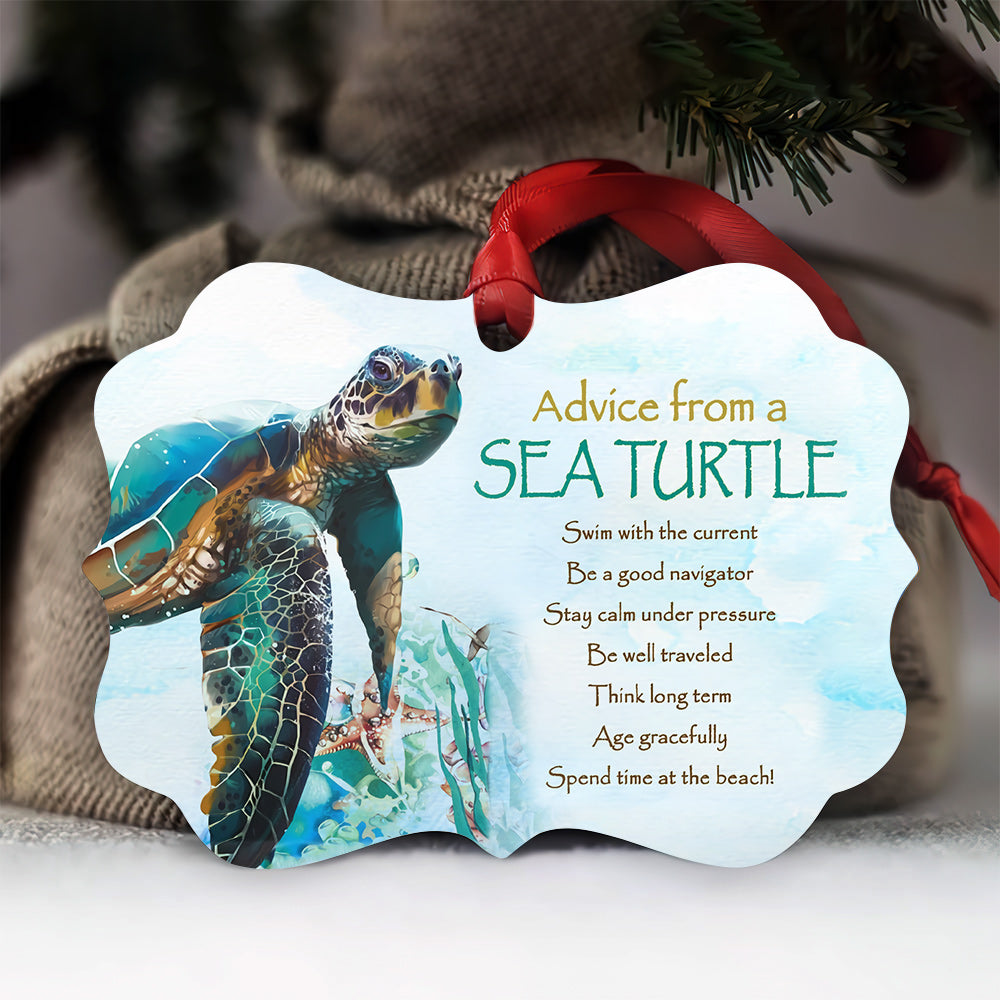 Turtle Advice Love Ocean Turtle - Medallion Aluminium Ornament (Printed On Both Sides) 1122