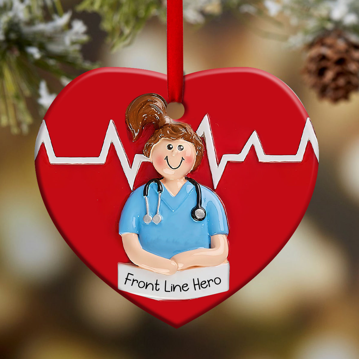 Nurse Front Line Hero Nurse - Heart Aluminium Ornament (Printed On Both Sides) 1122