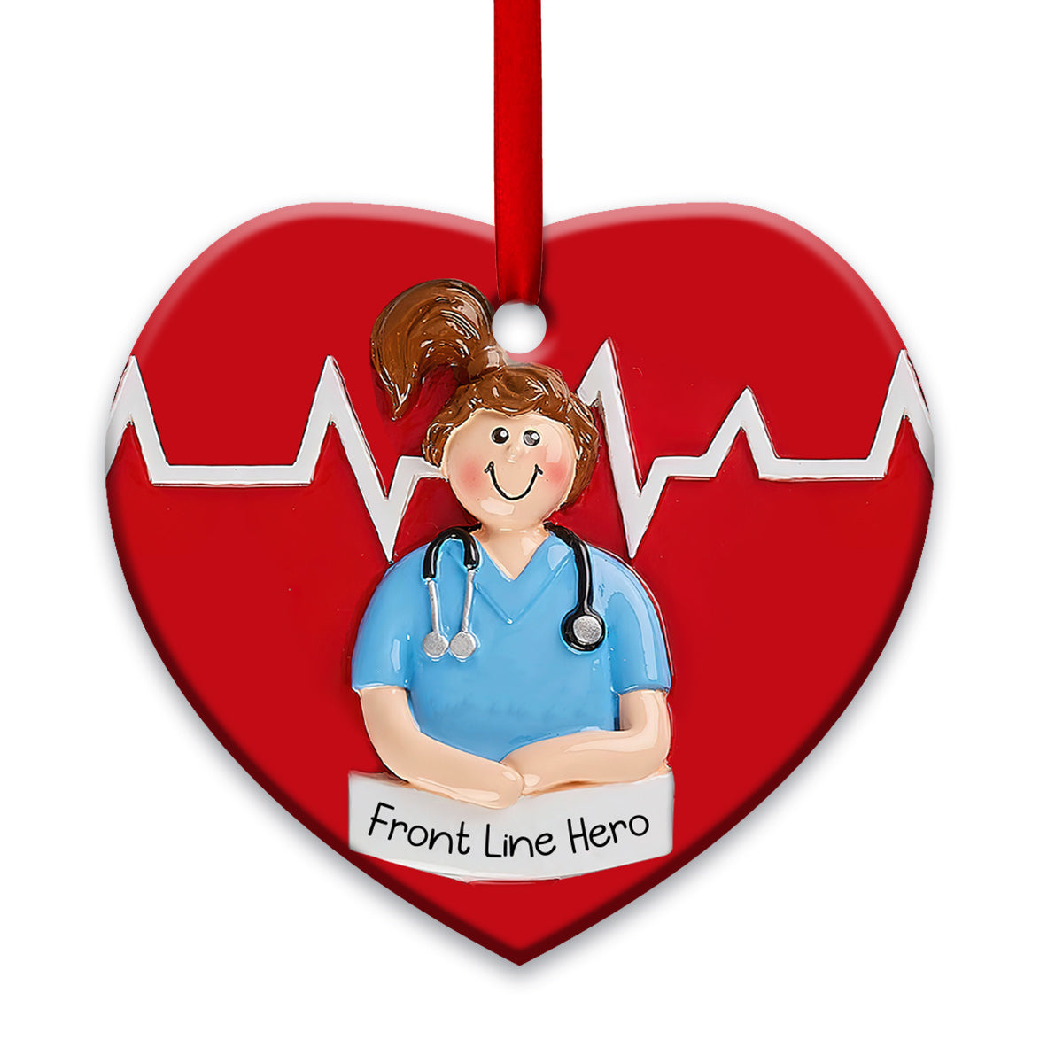 Nurse Front Line Hero Nurse - Heart Aluminium Ornament (Printed On Both Sides) 1122