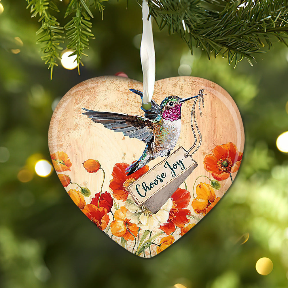 Hummingbird Choose Joy Hummingbird - Heart Aluminium Ornament (Printed On Both Sides) 1122