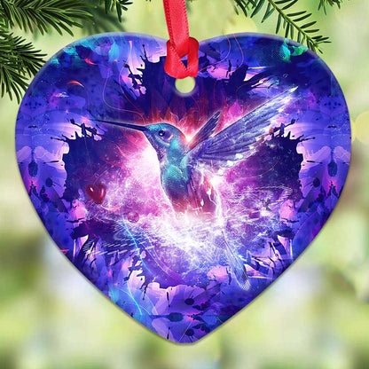 Hummingbird Purple Magical Hummingbird - Heart Aluminium Ornament (Printed On Both Sides) 1122
