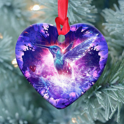 Hummingbird Purple Magical Hummingbird - Heart Aluminium Ornament (Printed On Both Sides) 1122